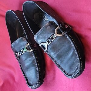 GEOX Respira sz11 moccasin loafer slip on horsebit full leather black